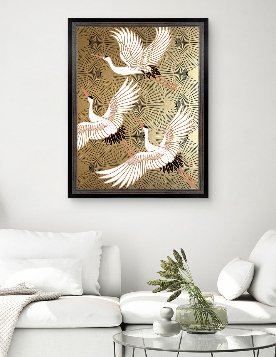 Cuadro decorativo Grulla joya japonesa de Nikki Chu técnica mixta 2