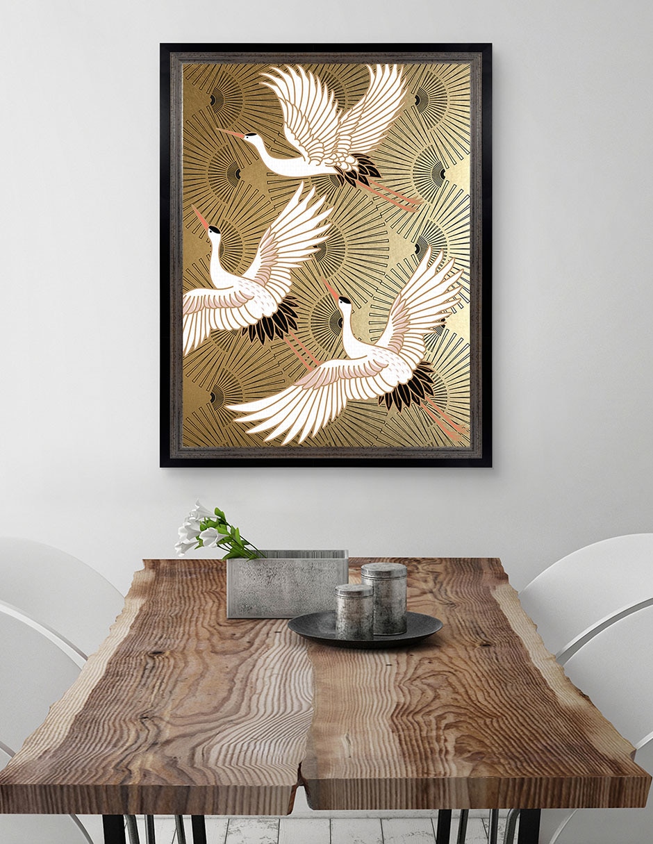 Cuadro decorativo Grulla joya japonesa de Nikki Chu técnica mixta 3