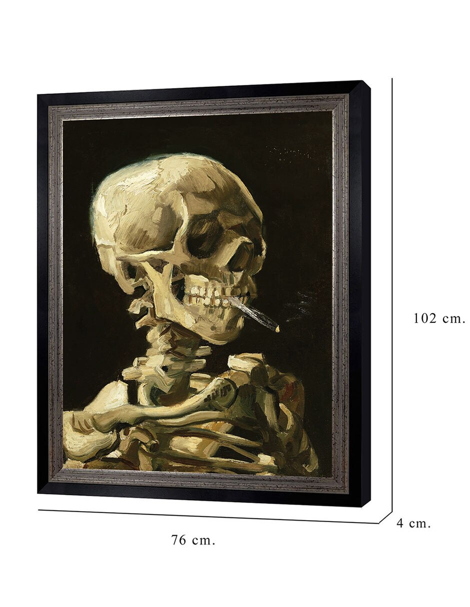 Cuadro decorativo Calavera con cigarrillo encendido de Vincent Van Gogh técnica mixta 8