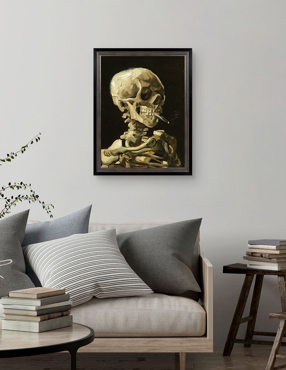 Cuadro decorativo Calavera con cigarrillo encendido de Vincent Van Gogh técnica mixta 3