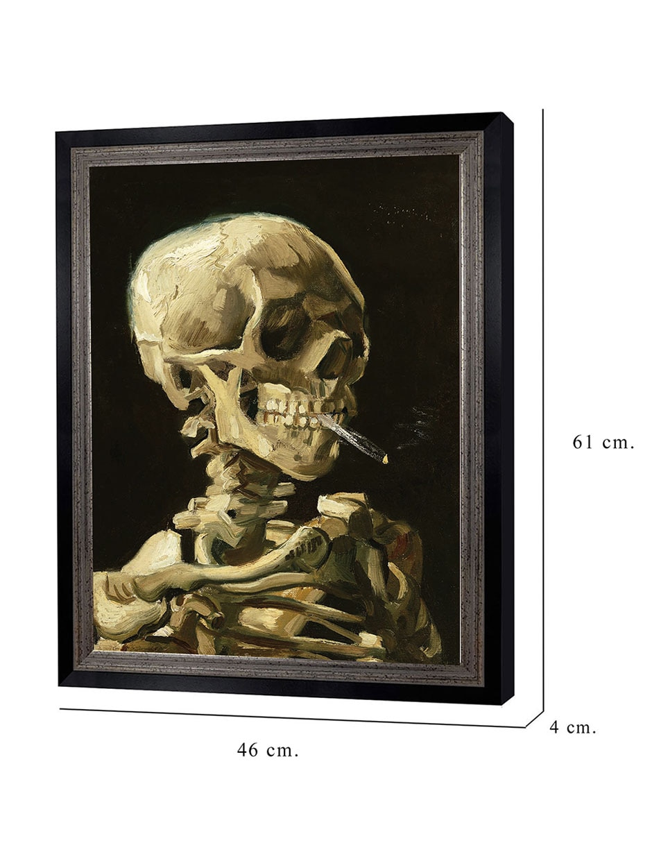 Cuadro decorativo Calavera con cigarrillo encendido de Vincent Van Gogh técnica mixta 2