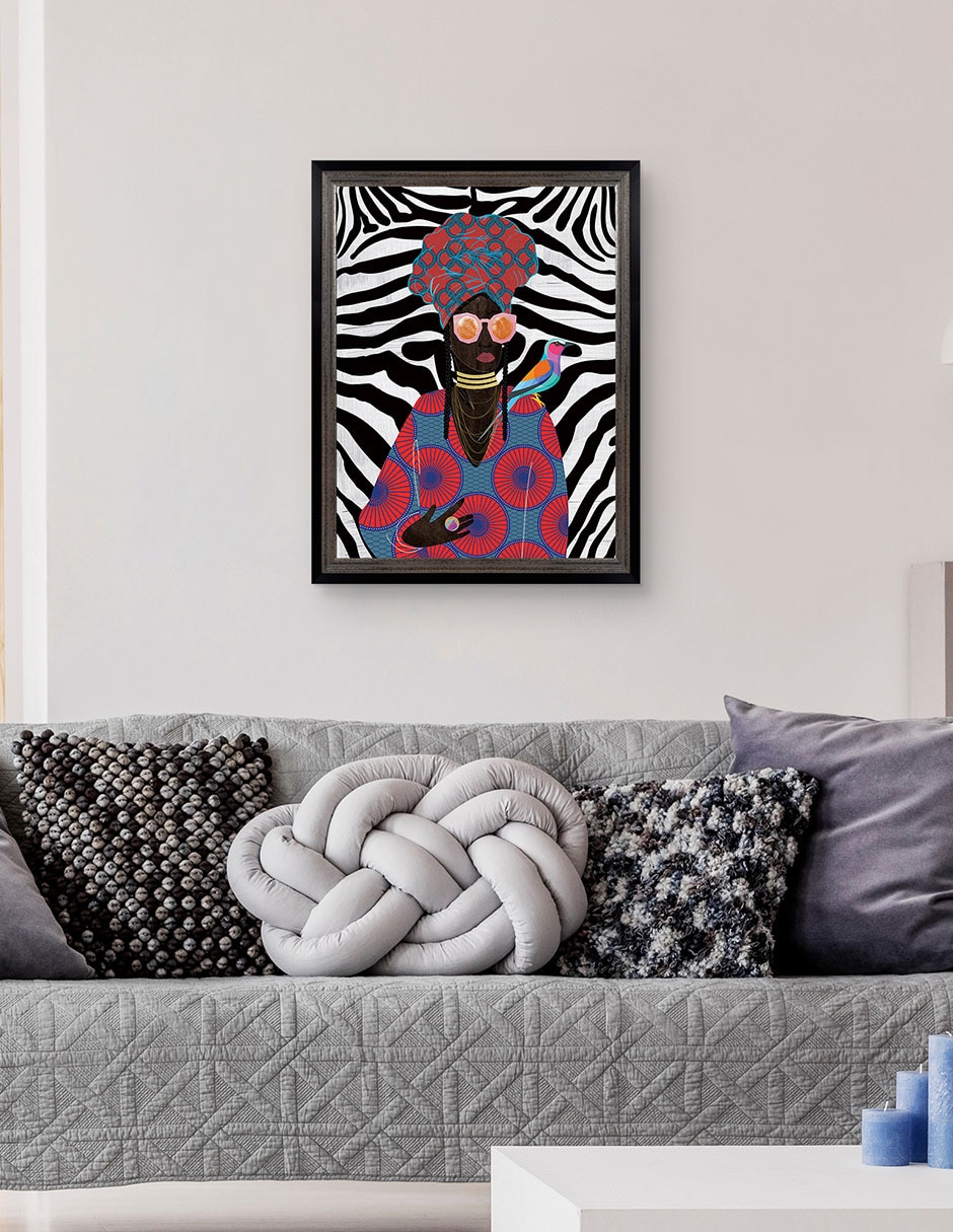Cuadro decorativo Reina moderna con turbante 2 de Nikki Chu técnica mixta 5