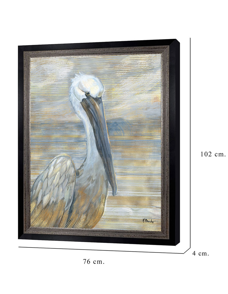 Cuadro decorativo Pelícano dorado y salado de Paul Brent técnica mixta 8