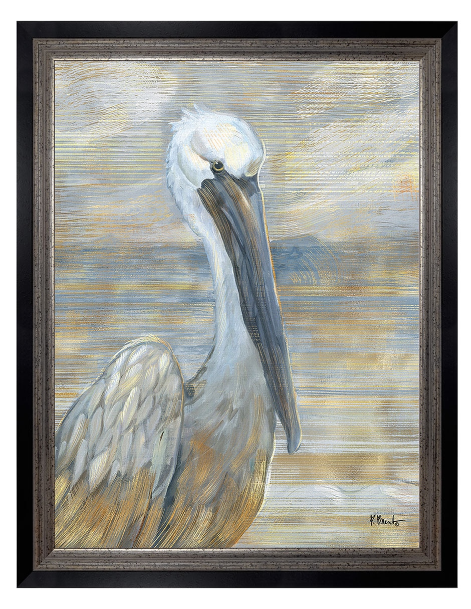 Cuadro decorativo Pelícano dorado y salado de Paul Brent técnica mixta