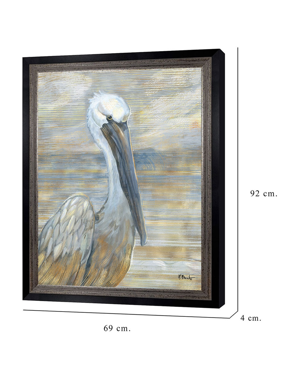 Cuadro decorativo Pelícano dorado y salado de Paul Brent técnica mixta 2