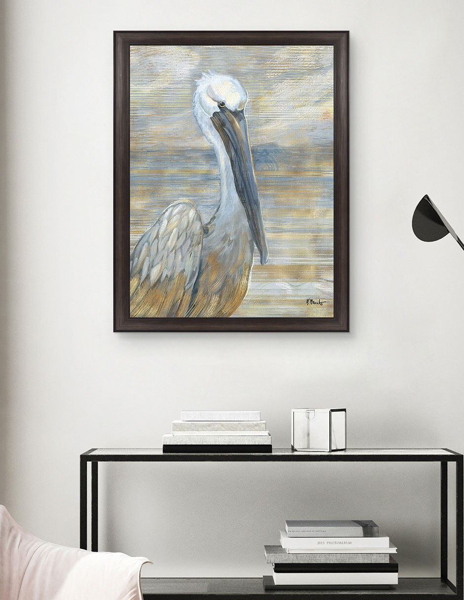 Cuadro decorativo Pelícano dorado y salado de Paul Brent técnica mixta 5