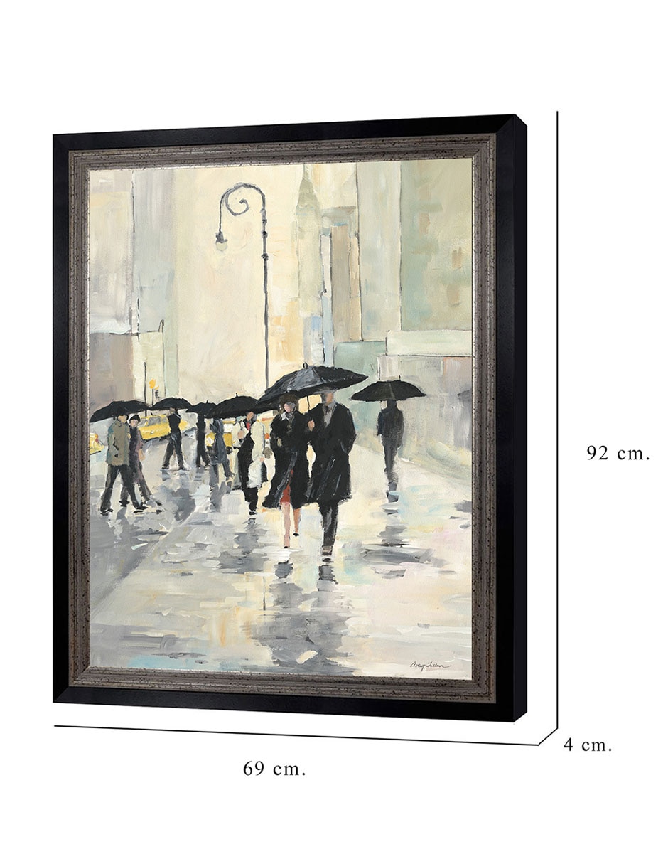 Cuadro decorativo Ciudad bajo la lluvia de Avery Tillmon técnica mixta 2