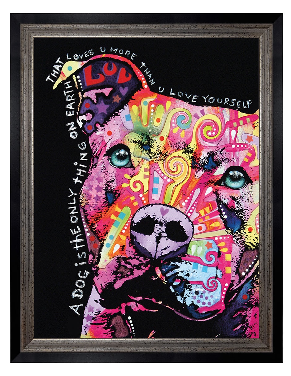 Cuadro decorativo Pitbull pensativo de Dean Russo técnica mixta Cuadro decorativo Pitbull pensativo de Dean Russo técnica mixta