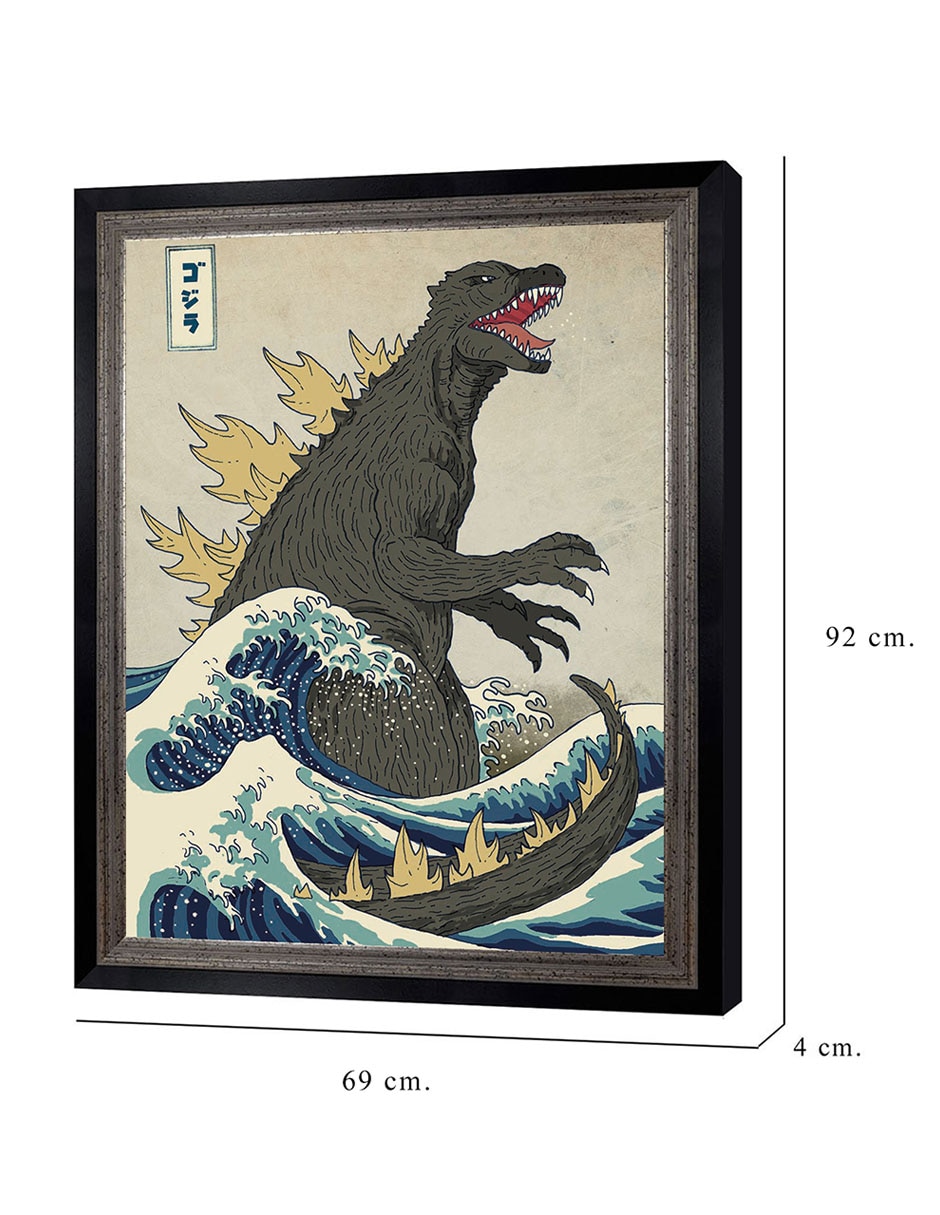 Cuadro decorativo El gran monstruo de Kanagawa de Michael Buxton técnica mixta 8