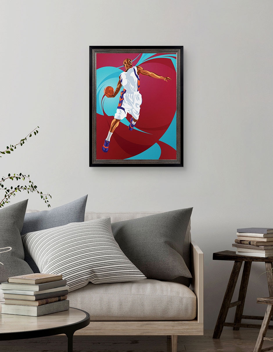 Cuadro decorativo Clavada de baloncesto de Nikita Abakumov técnica mixta 3