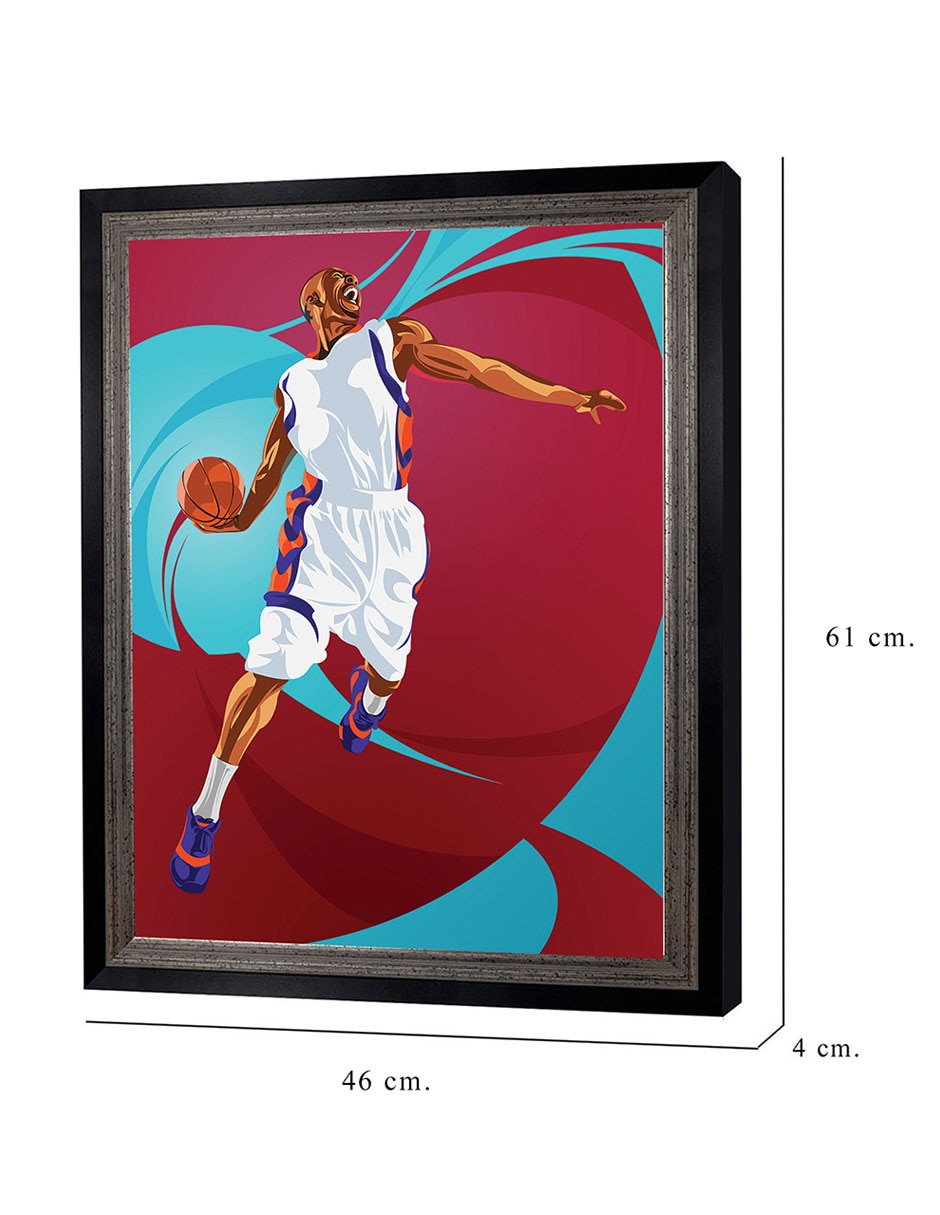 Cuadro decorativo Clavada de baloncesto de Nikita Abakumov técnica mixta 2