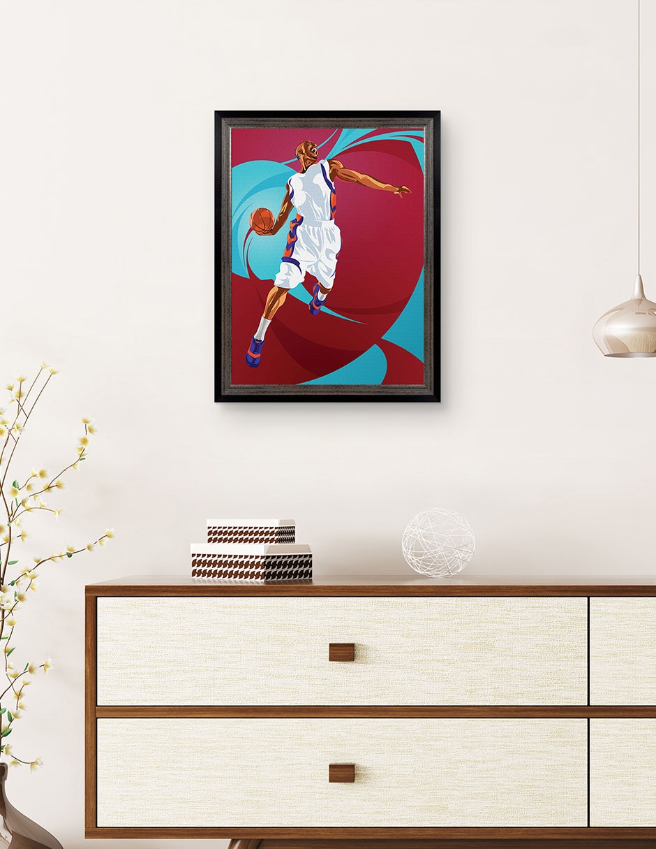 Cuadro decorativo Clavada de baloncesto de Nikita Abakumov técnica mixta 4