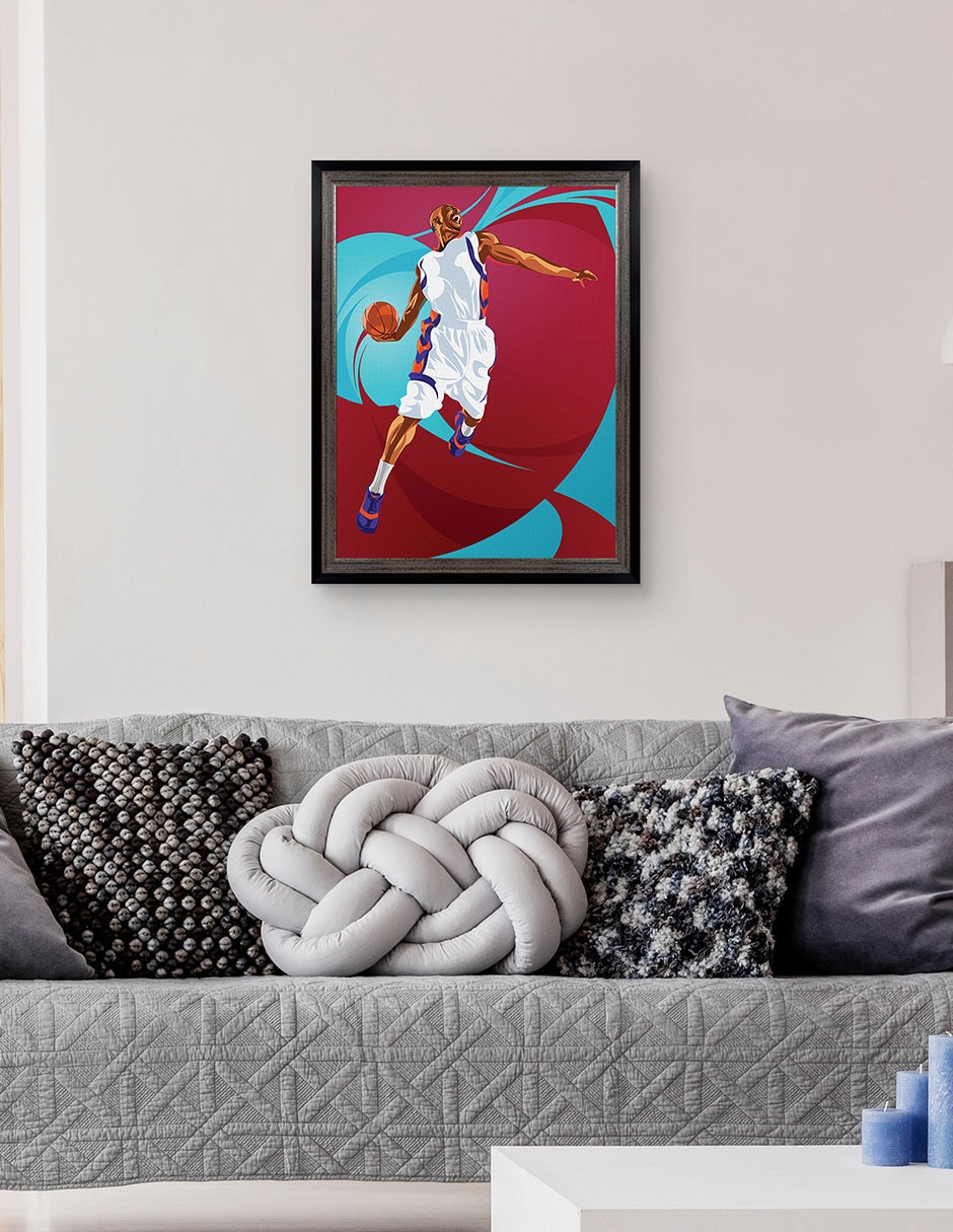 Cuadro decorativo Clavada de baloncesto de Nikita Abakumov técnica mixta 5