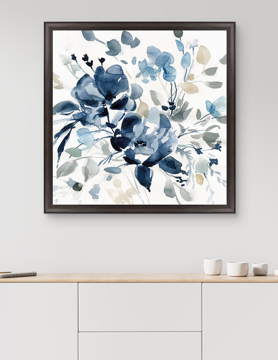 Cuadro decorativo Jardín índigo II de Carol Robinson técnica mixta 3