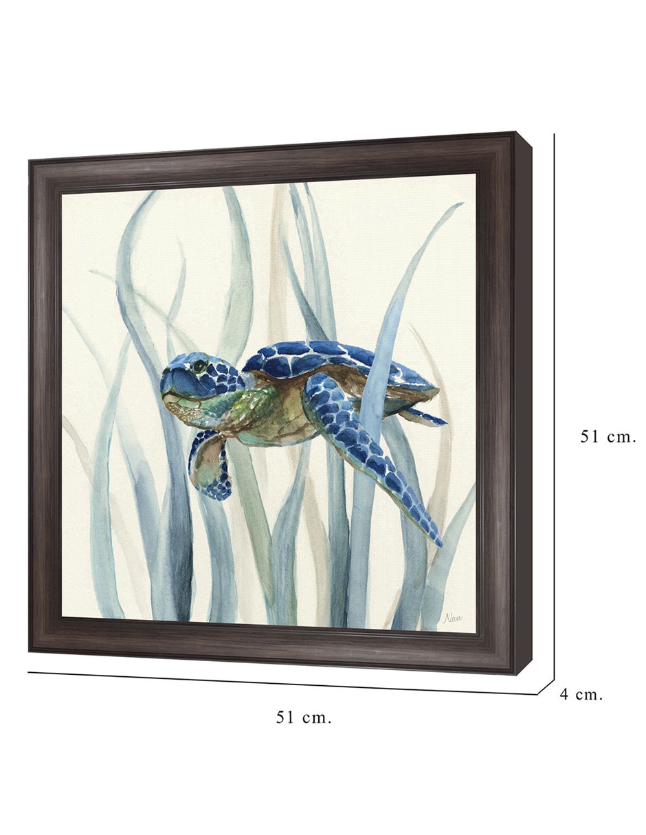 Cuadro decorativo Tortuga en pasto marino II de Nan técnica mixta 8
