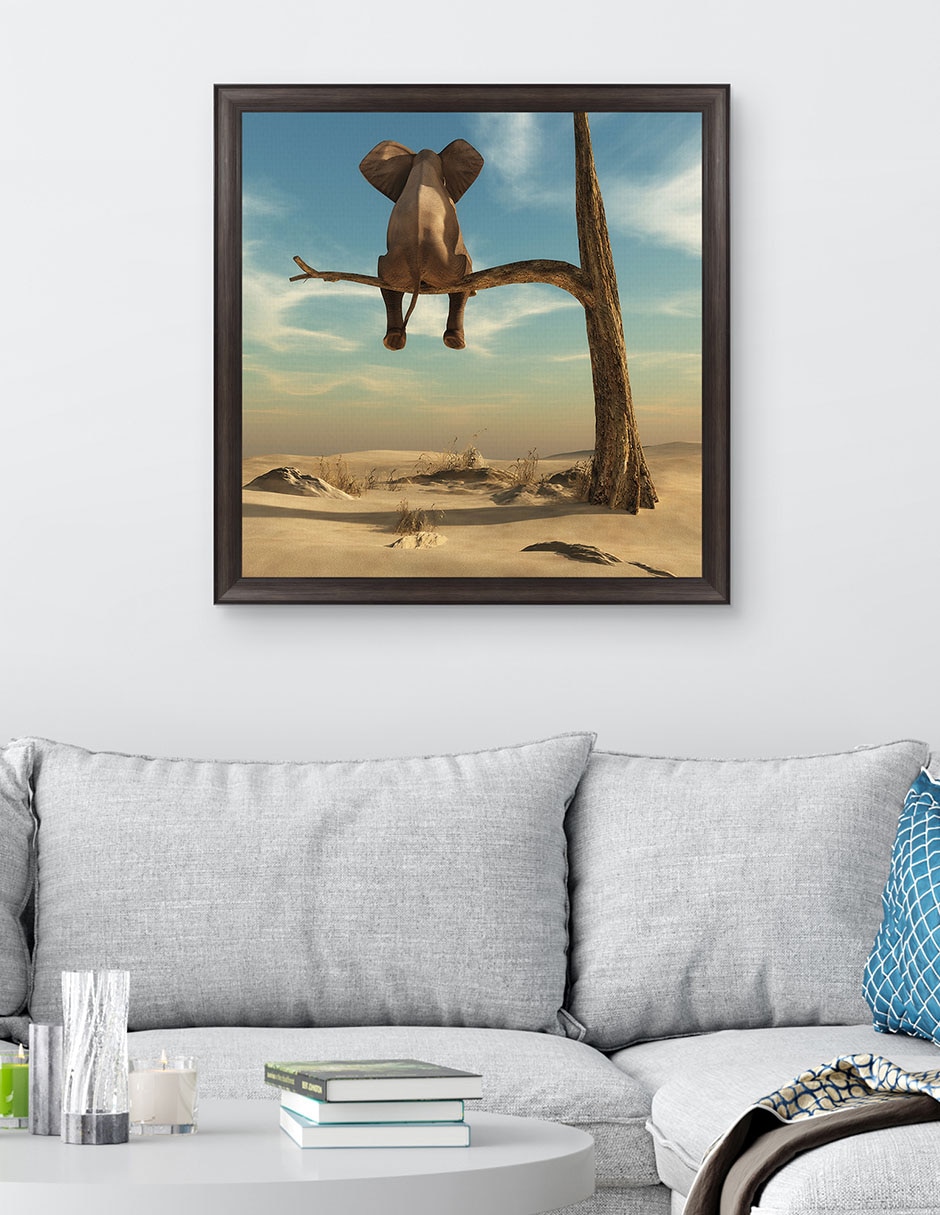 Cuadro decorativo Elefante en árbol del desierto de DP Gallery técnica mixta 3