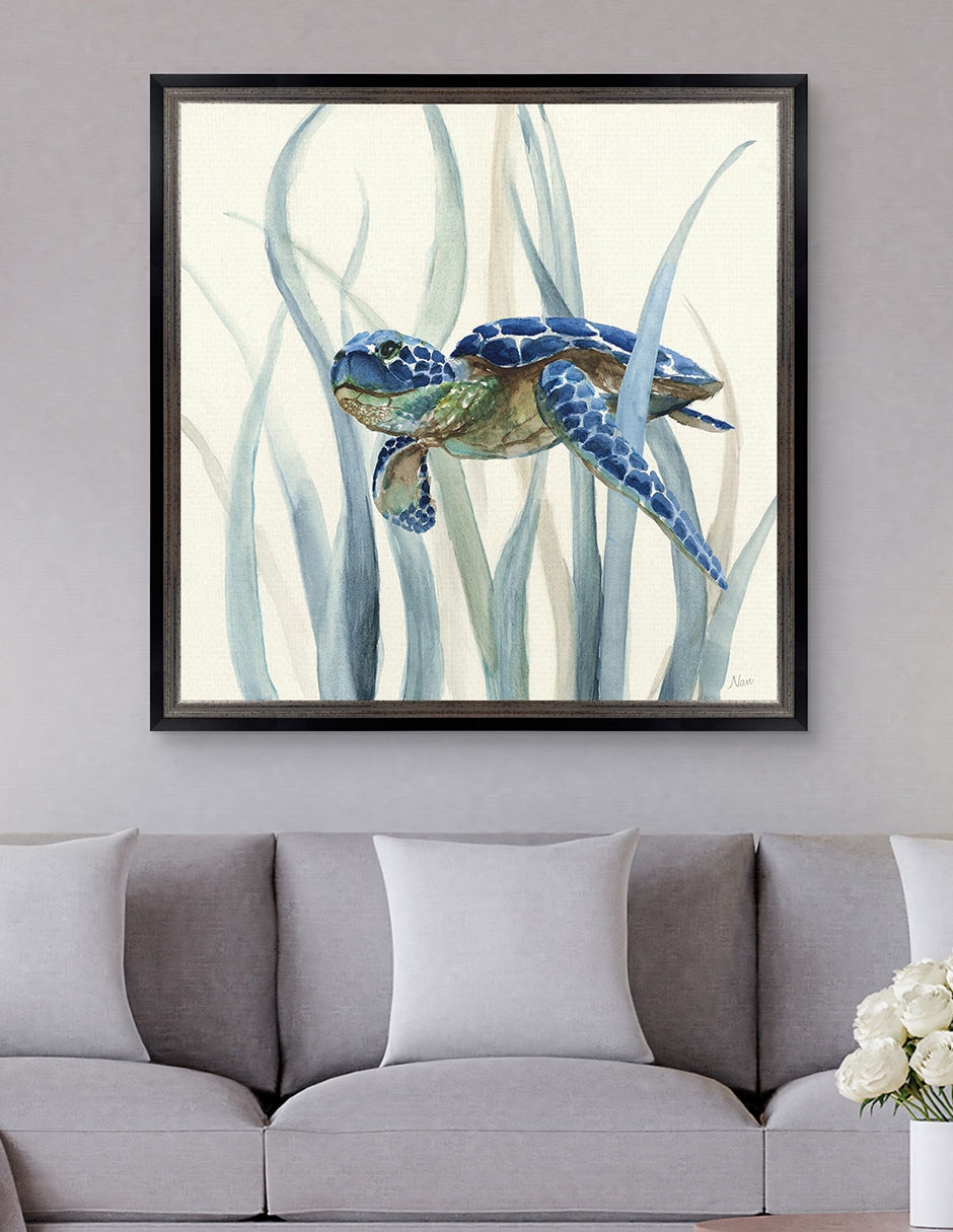 Cuadro decorativo Tortuga en pasto marino II de Nan técnica mixta 3