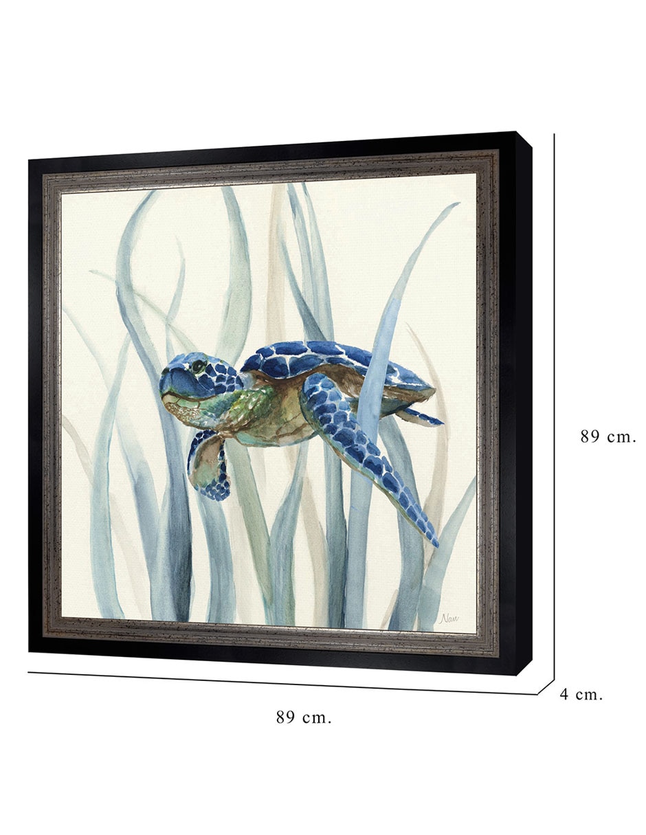 Cuadro decorativo Tortuga en pasto marino II de Nan técnica mixta 2