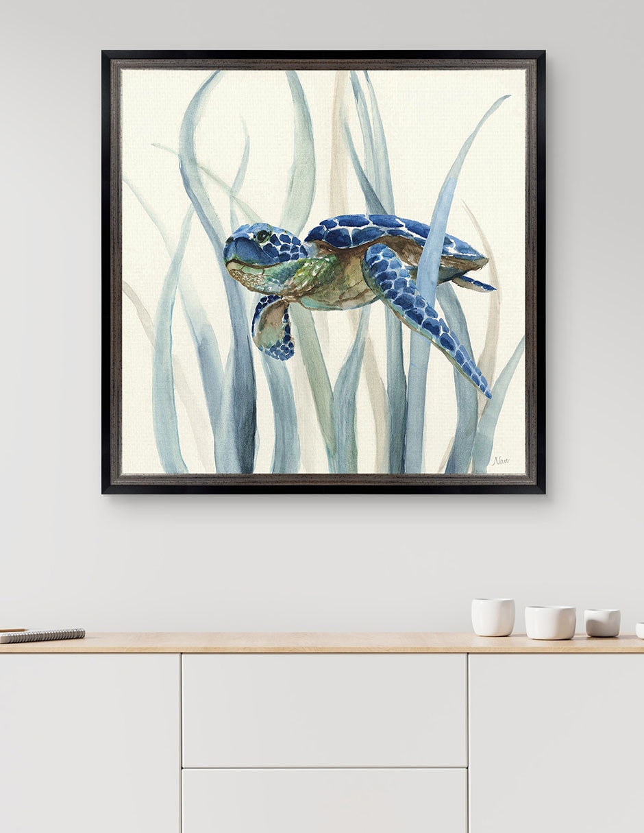 Cuadro decorativo Tortuga en pasto marino II de Nan técnica mixta 4