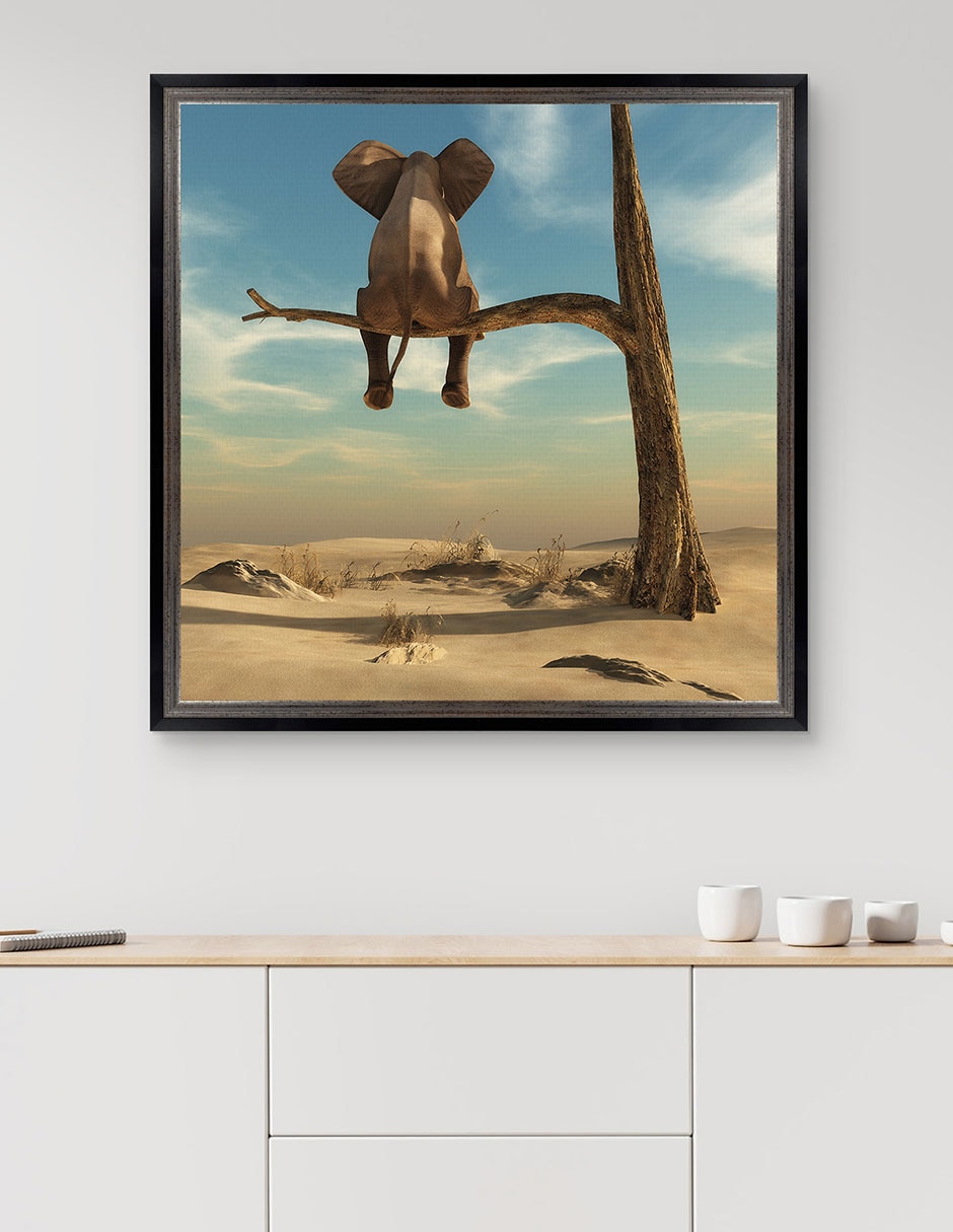 Cuadro decorativo Elefante en árbol del desierto de DP Gallery técnica mixta 3