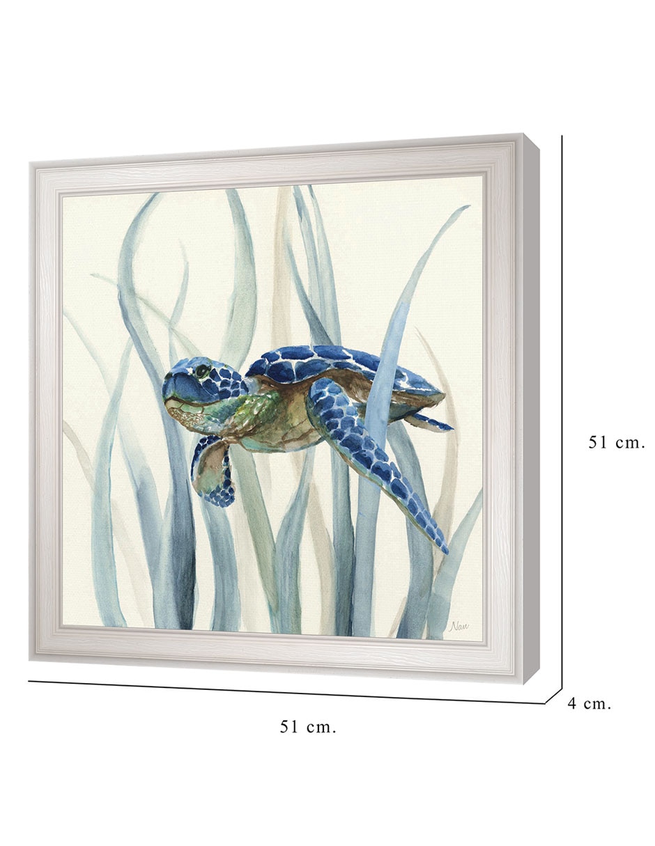 Cuadro decorativo Tortuga en pasto marino II de Nan técnica mixta 8