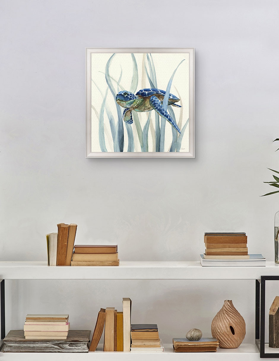 Cuadro decorativo Tortuga en pasto marino II de Nan técnica mixta 3