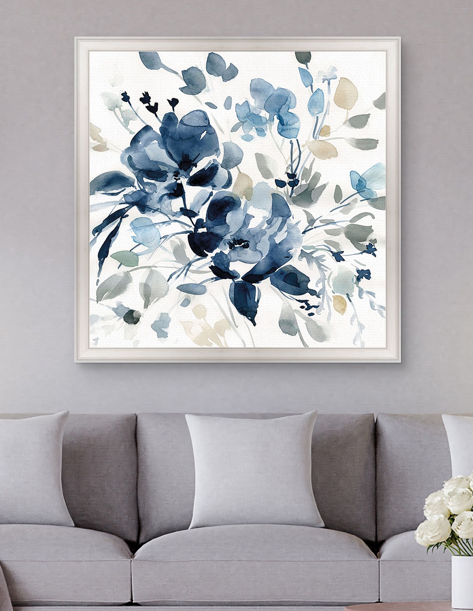 Cuadro decorativo Jardín índigo II de Carol Robinson técnica mixta 3
