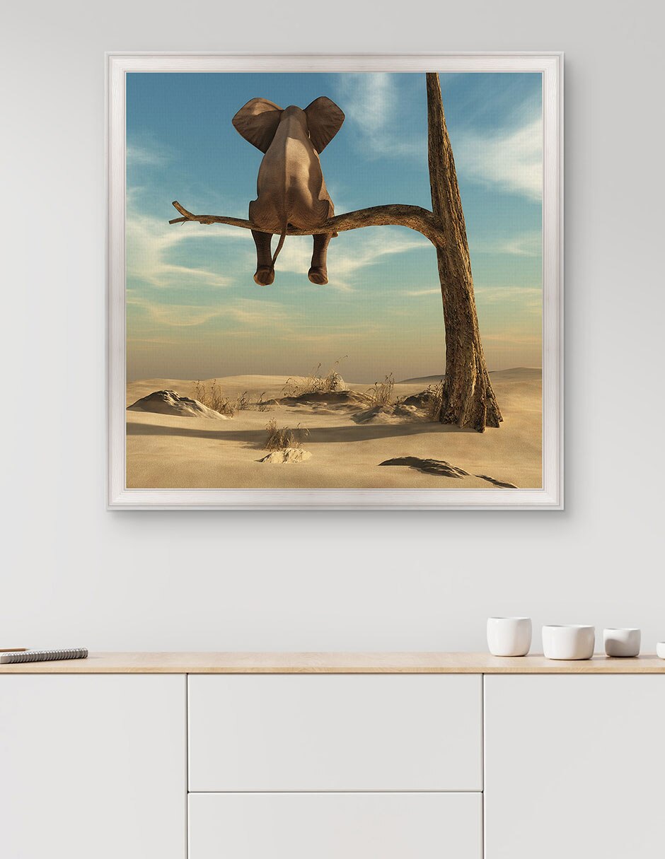 Cuadro decorativo Elefante en árbol del desierto de DP Gallery técnica mixta 3