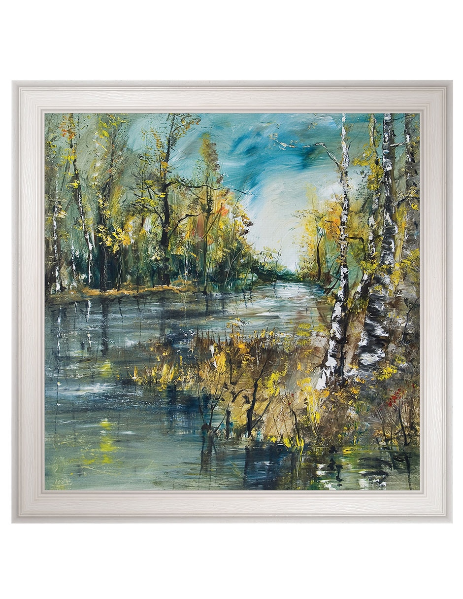 Cuadro decorativo Curva de río de abedules de verano de DP Gallery técnica mixta Cuadro decorativo Curva de río de abedules de verano de DP Gallery técnica mixta