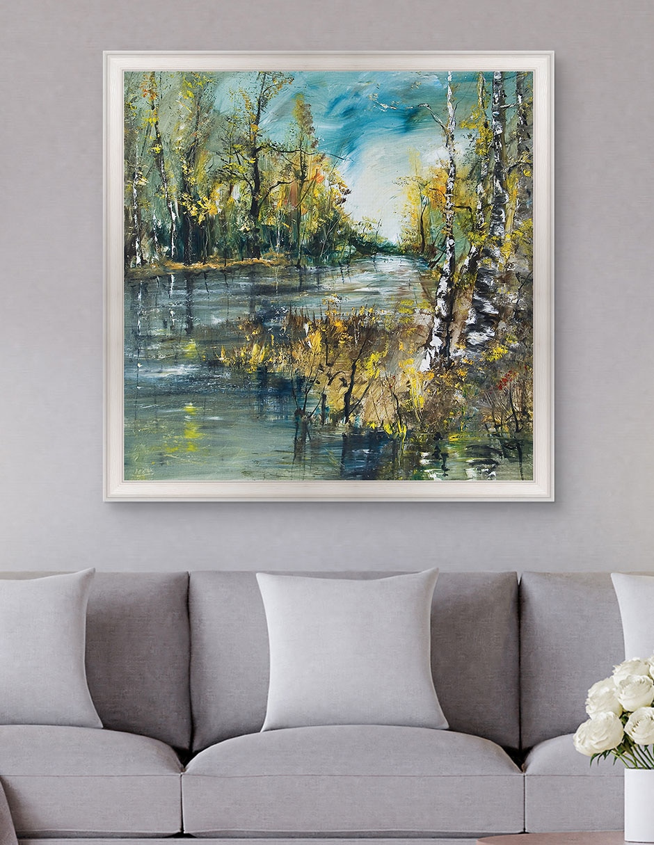Cuadro decorativo Curva de río de abedules de verano de DP Gallery técnica mixta 3