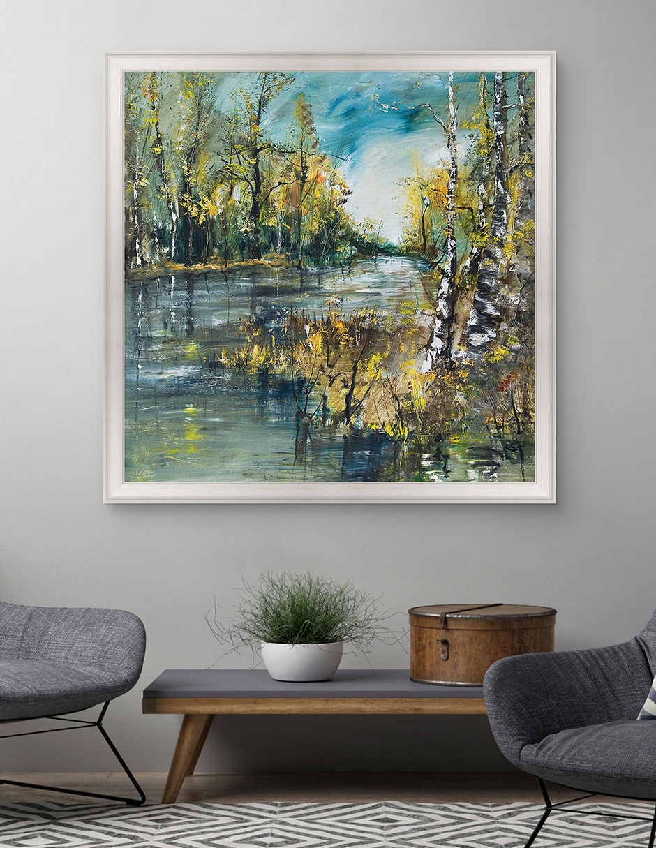 Cuadro decorativo Curva de río de abedules de verano de DP Gallery técnica mixta 5