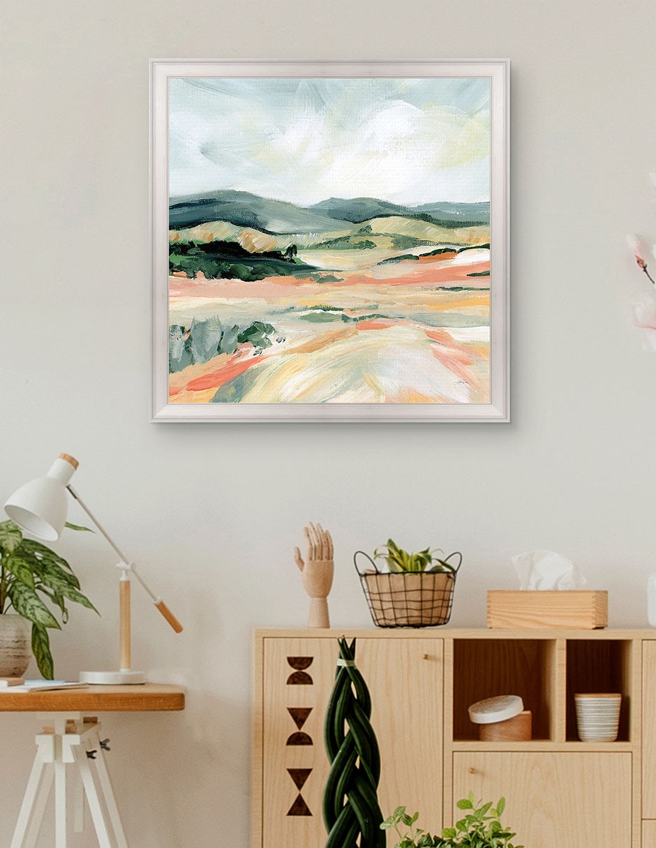 Cuadro decorativo Paisaje bermellón I de Katrina Pete técnica mixta 3