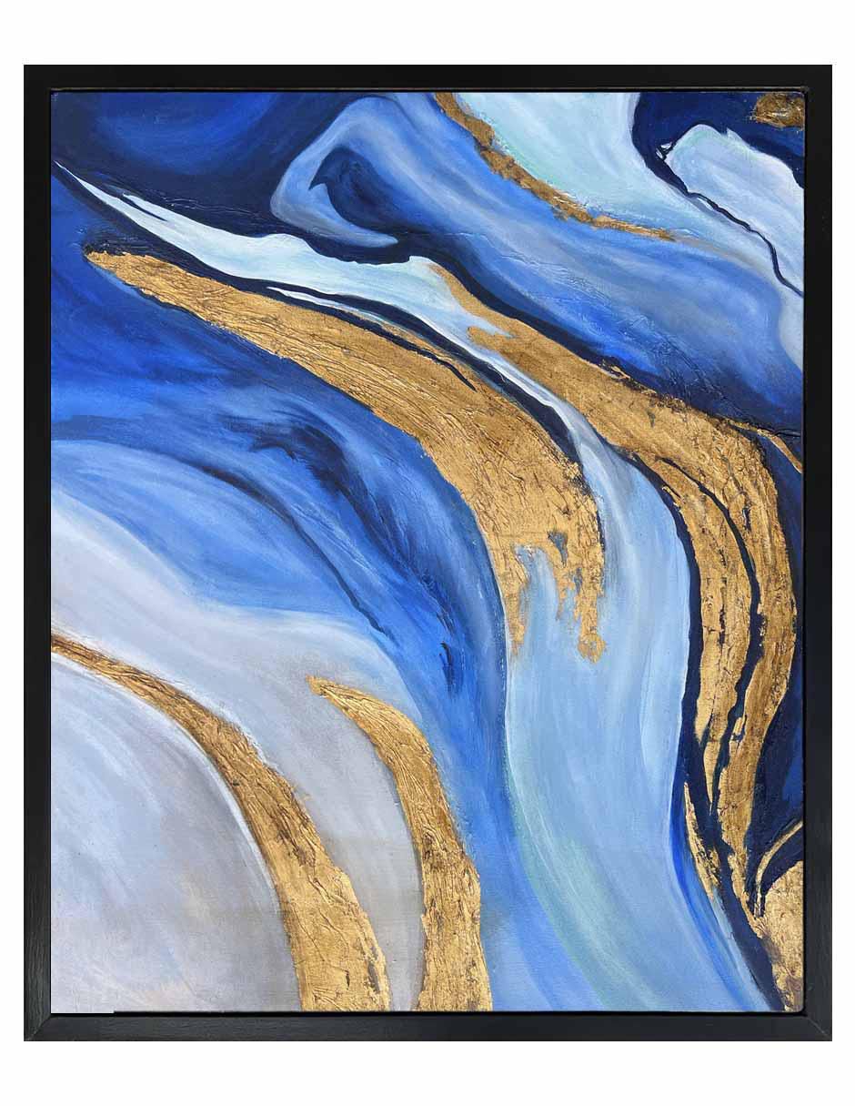 Pintura Gold Blue técnica acrílico Abstracto