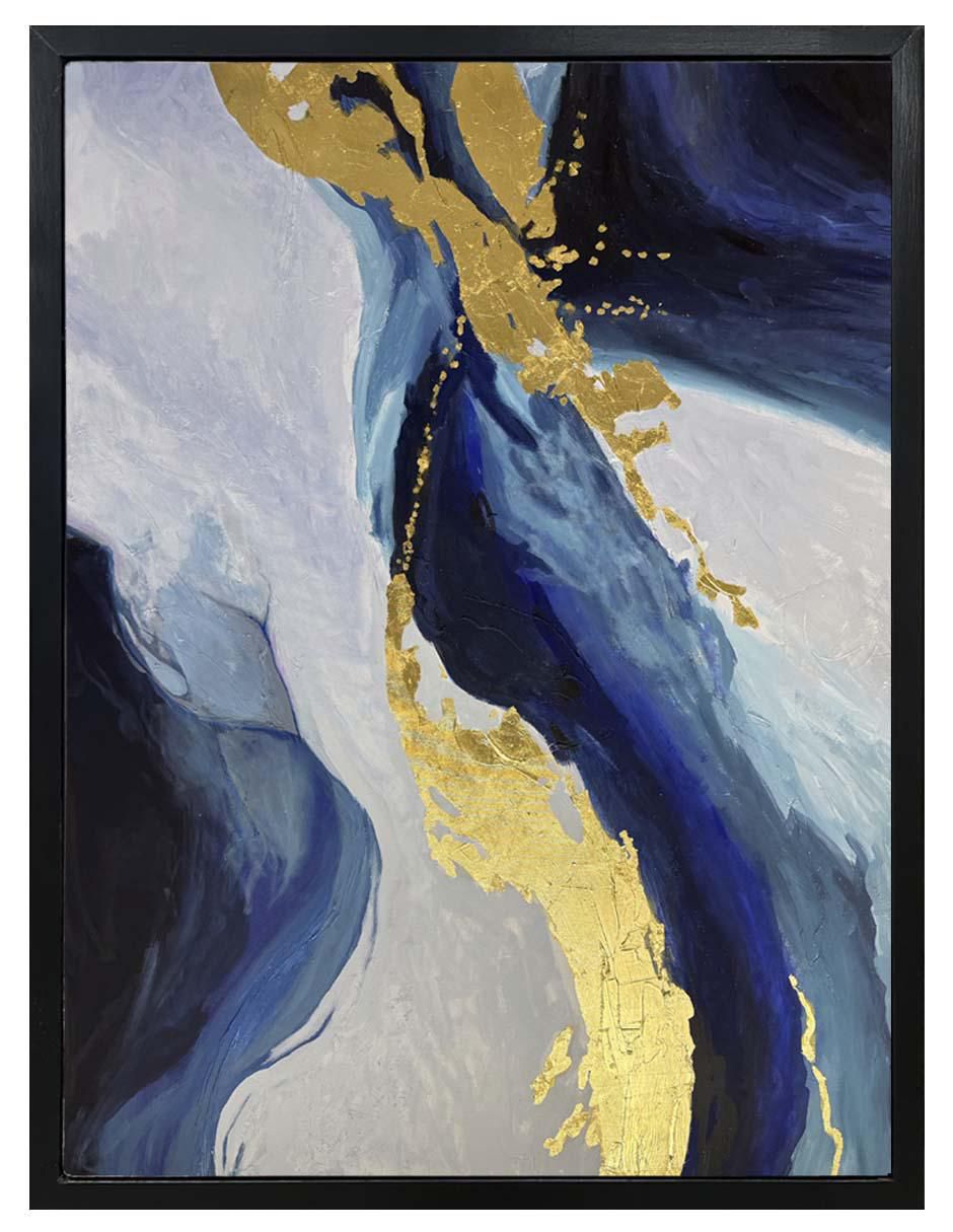 Pintura Remolino de oro técnica mixta Abstracto Pintura Remolino de oro técnica mixta Abstracto