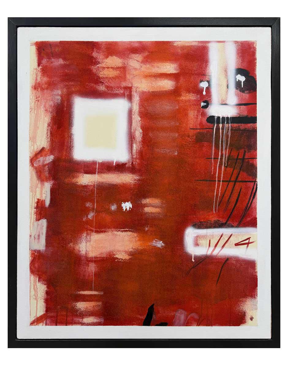 Pintura Ventana Roja técnica mixta Abstracto Pintura Ventana Roja técnica mixta Abstracto