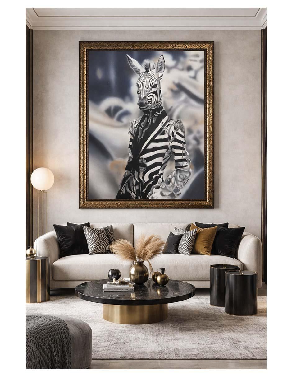 Pintura Lord Zebra De Gala técnica óleo Animalart 3