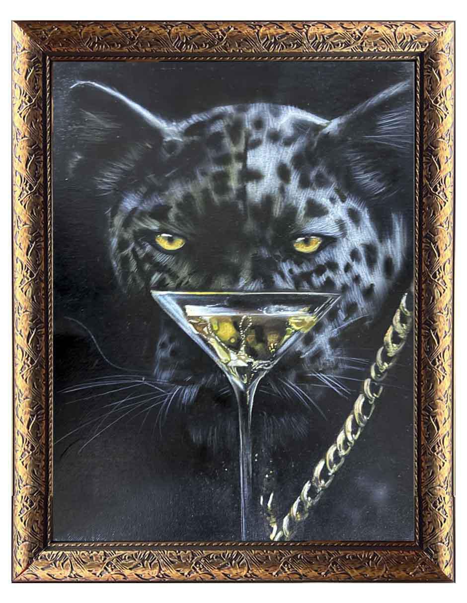 Pintura Un Trago En El Safari II técnica óleo Animalart
