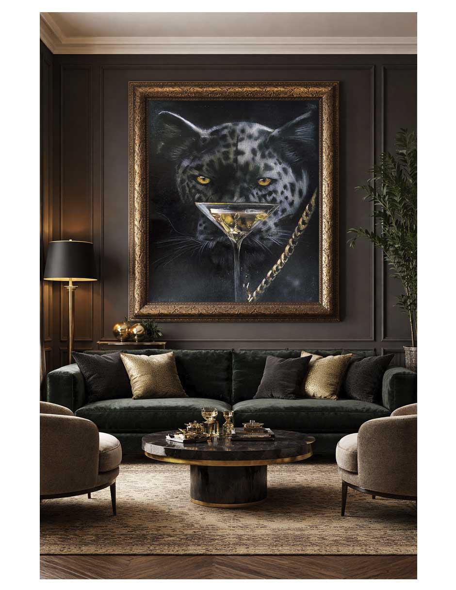 Pintura Un Trago En El Safari II técnica óleo Animalart 2