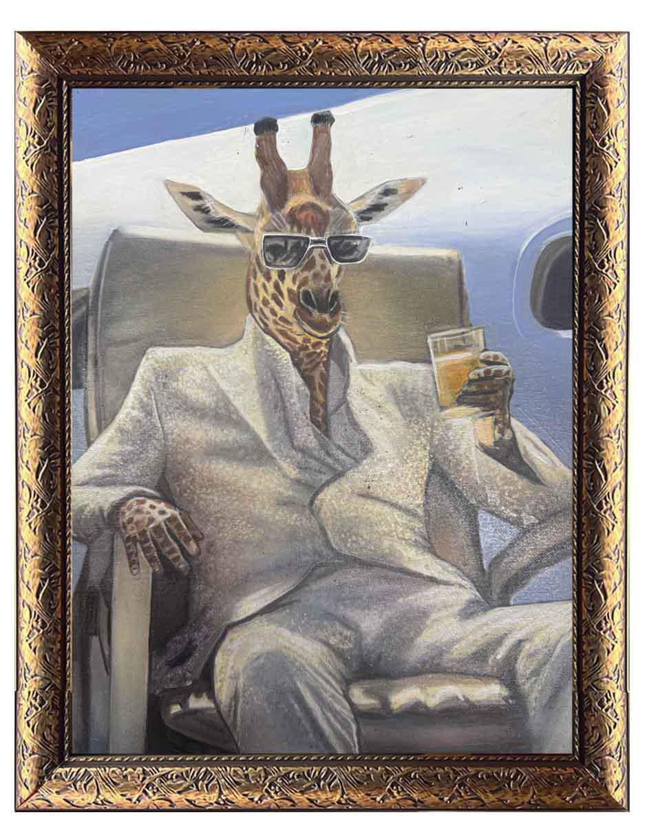Pintura Un Trago En El Safari técnica óleo Animalart
