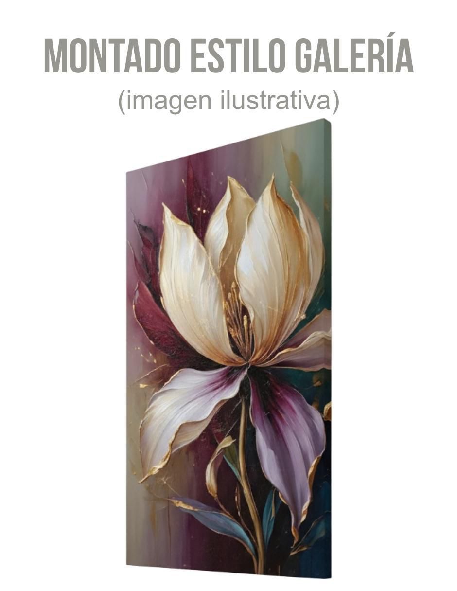 Cuadro decorativo Botánica Pétalos Oro y Púrpura 3