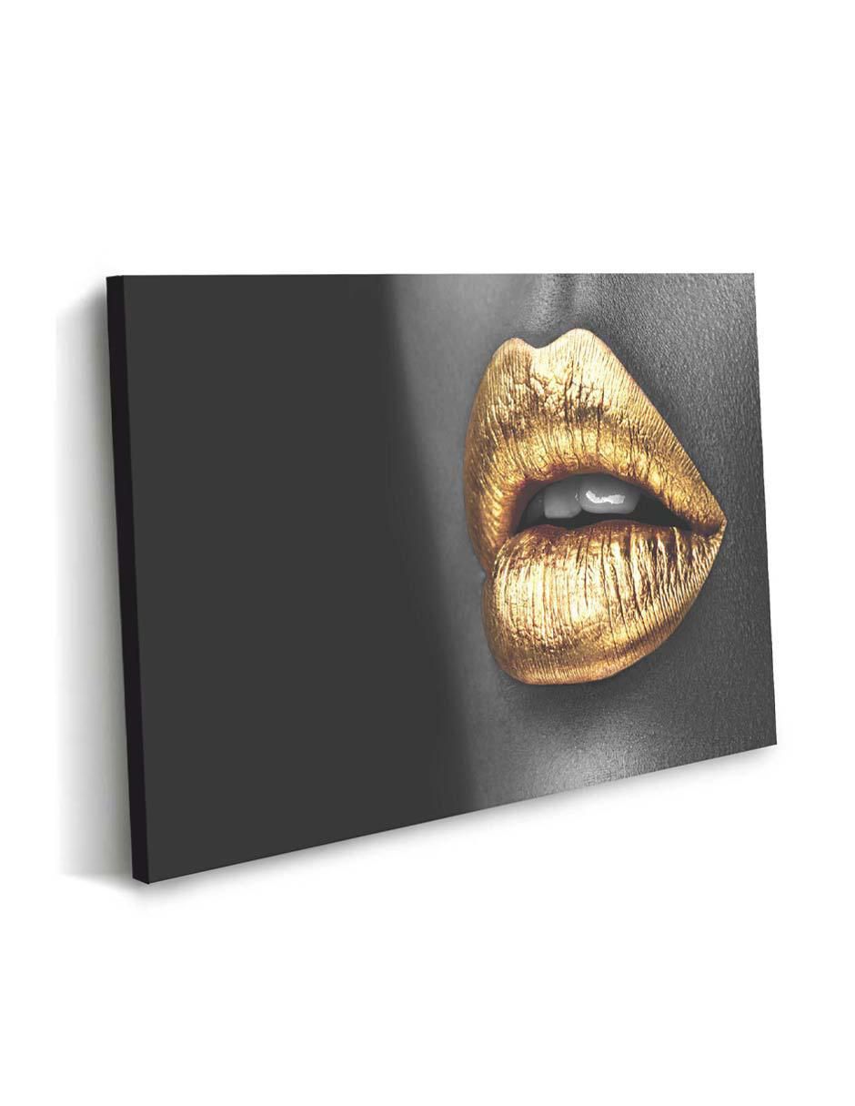 Cuadro decorativo canvas art mx labios brillantes con barniz a registro