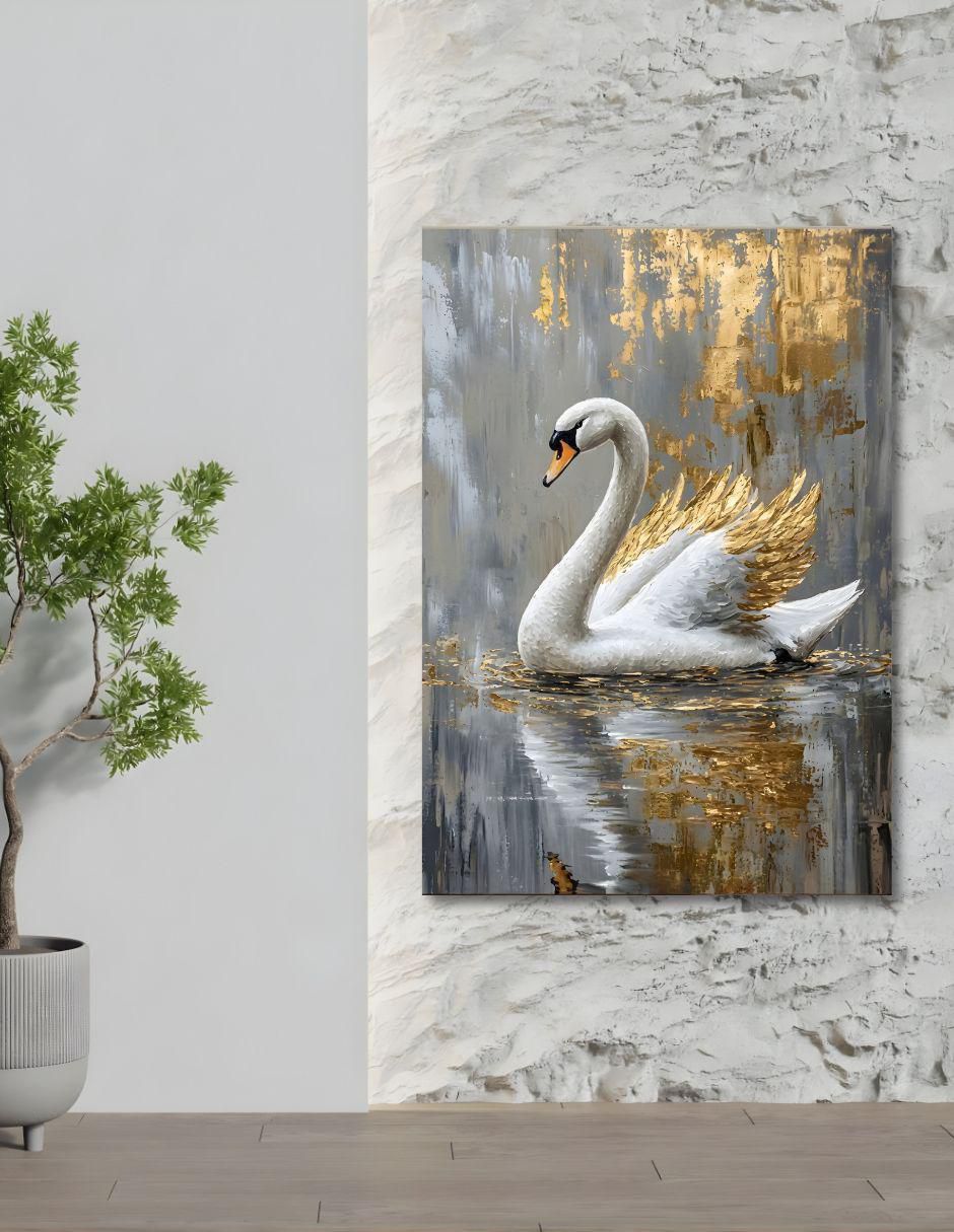 Cuadro decorativo Animal Cisne Ocre 2