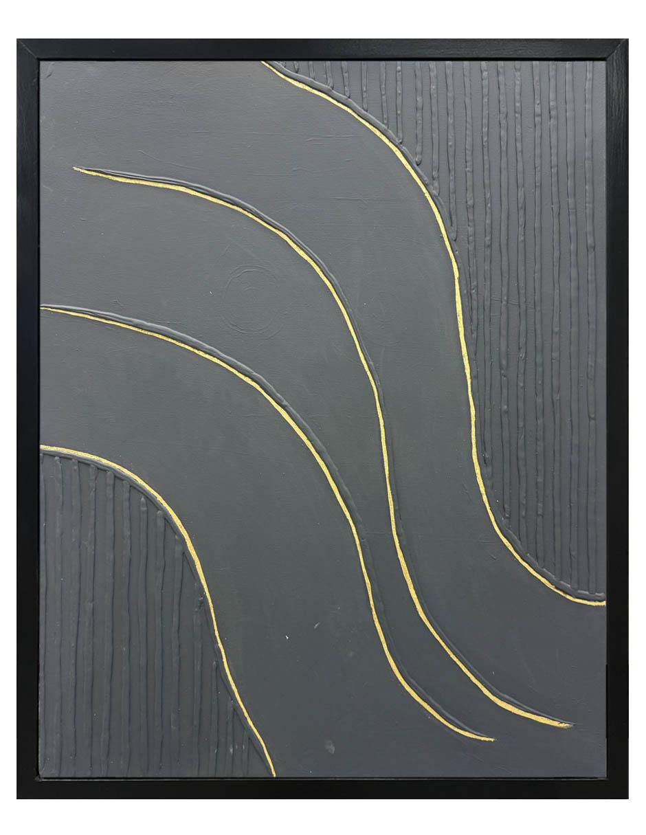 Pintura Gold Wave técnica mixta Minimalista Pintura Gold Wave técnica mixta Minimalista