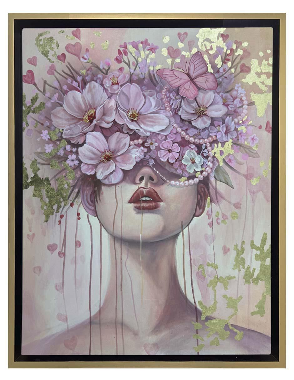 Pintura Blooming Gold Beauty técnica mixta Flores