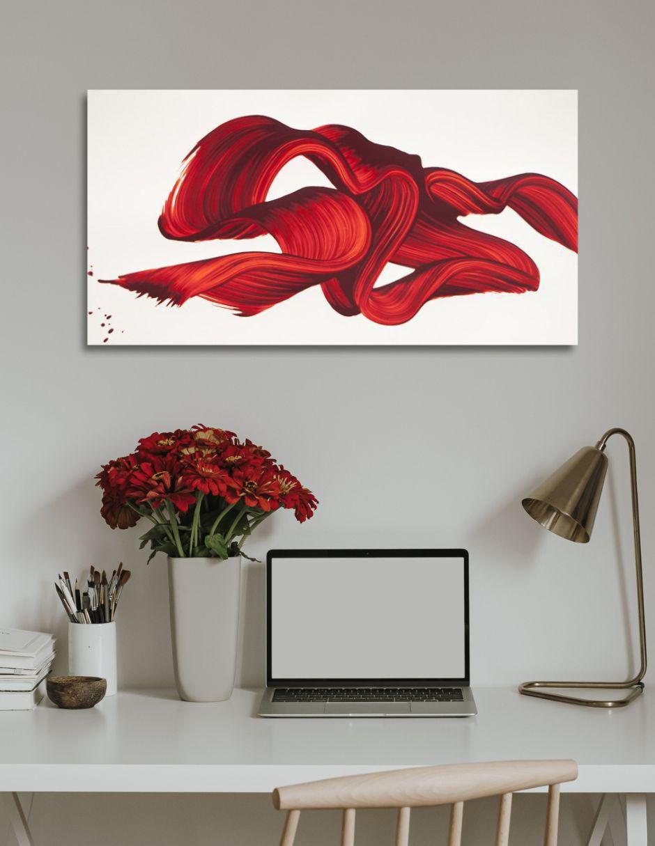 Cuadro decorativo Abstracto impreso ondas rojas 2